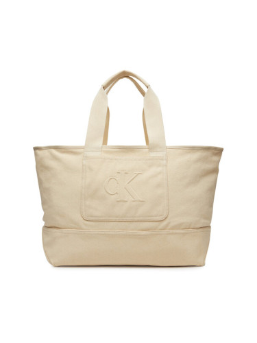 Calvin Klein Jeans Дамска чанта Pocket Canvas Zip Weekender LV04G3093G Екрю