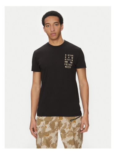 G-Star Raw Тишърт Text Chest D25968-C506 6057 Черен Regular Fit