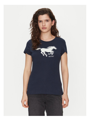 Mustang Тишърт Loa 1016136 Тъмносин Slim Fit