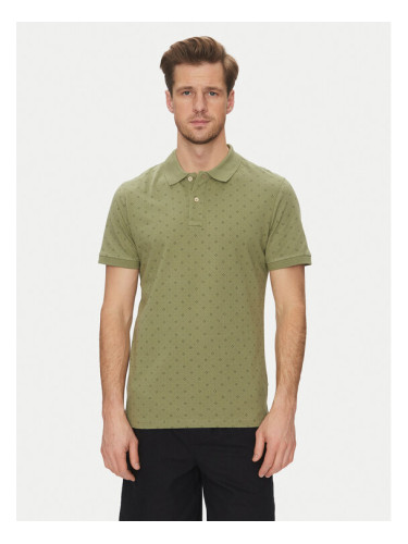 Blend Тениска с яка и копчета 20718261 Зелен Regular Fit