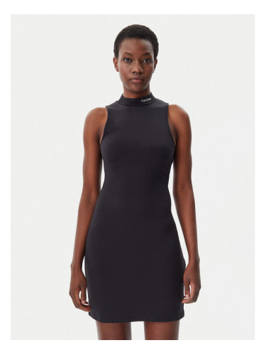 Calvin Klein Jeans Ежедневна рокля Logo J20J225290 Черен Slim Fit