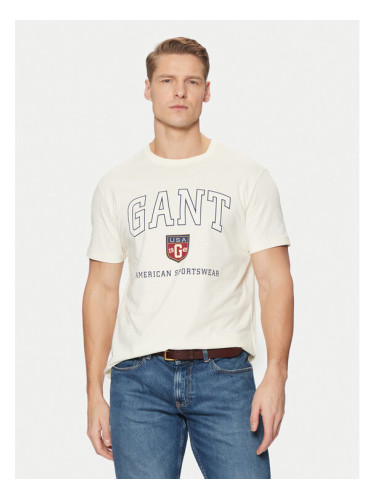 Gant Тишърт 2003290 Екрю Regular Fit