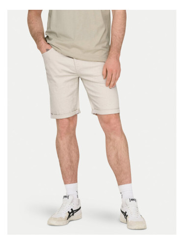 Only & Sons Дънкови шорти Ply 22029296 Екрю Regular Fit
