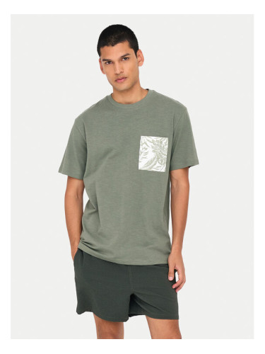 Only & Sons Тишърт 22025286 Зелен Regular Fit