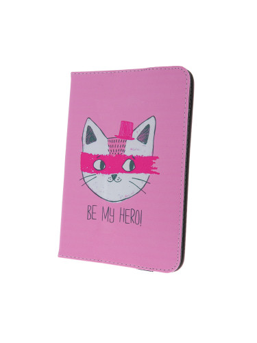 Калъф за таблет MBX Fashion универсален 7-8" инча, Многоцветен, Розова котка