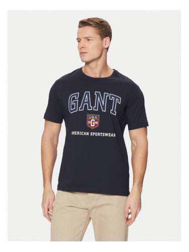 Gant Тишърт 2003290 Тъмносин Regular Fit