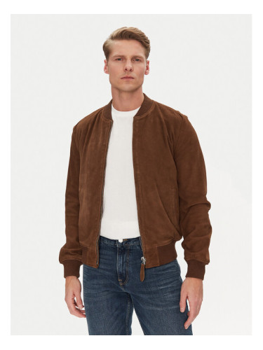 Schott NYC Кожено яке LC300 Кафяв Regular Fit