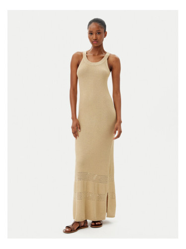 Selmark Лятна рокля BC199 Бежов Slim Fit