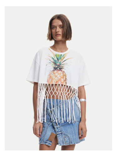 Desigual Тишърт 25SWTKAN Екрю Regular Fit