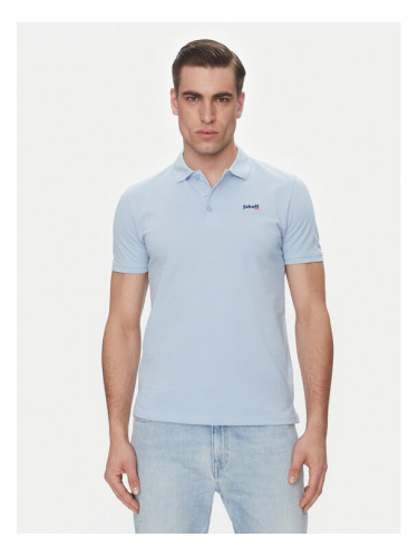 Schott NYC Тениска с яка и копчета PSCASUAL Син Regular Fit