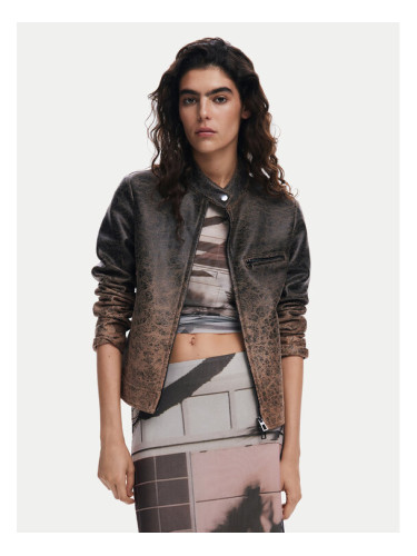Desigual Кожено яке 25SWEW44 Кафяв Regular Fit
