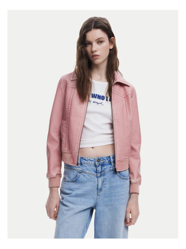Desigual Яке от имитация на кожа 25SWEW47 Розов Loose Fit