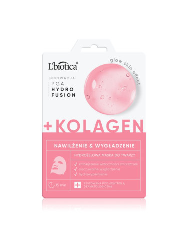 L’biotica PGA Hydro Fusion + Collagen интензивна хидрогелна маска с изглаждащ ефект 1 бр.
