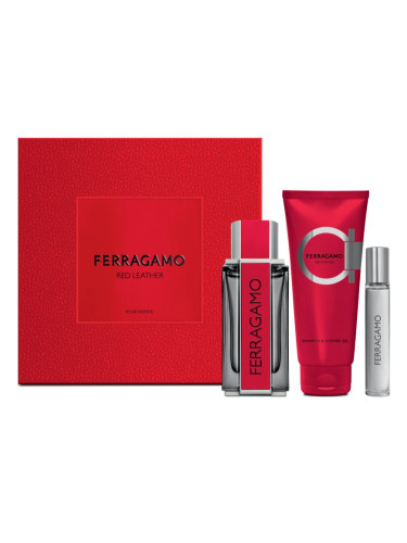 Ferragamo Red Leather подаръчен комплект за мъже