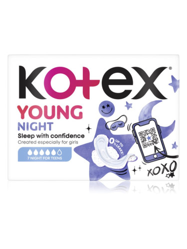 Kotex Young Night санитарни кърпи за нощ 7 бр.