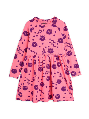 MINI RODINI Ежедневна рокля Squiggly Cats 2515010628 Розов Regular Fit