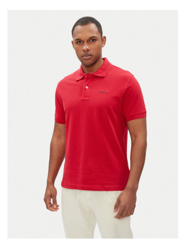 Pepe Jeans Тениска с яка и копчета Essential PM542298 Червен Regular Fit