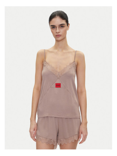 HUGO Тениска на пижама Red Label Lace_Cami 50531653 Кафяв Regular Fit