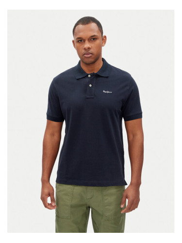 Pepe Jeans Тениска с яка и копчета Essential PM542298 Тъмносин Regular Fit