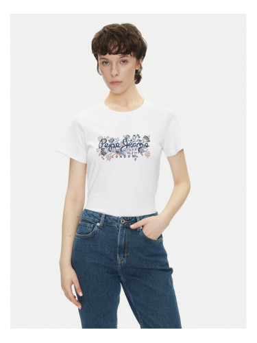 Pepe Jeans Тишърт Rosalind PL506034 Бял Regular Fit