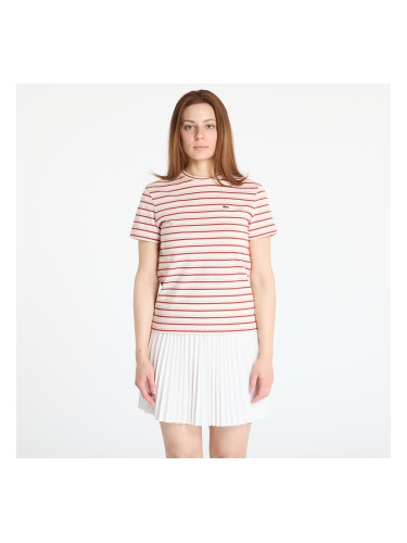 Тениска LACOSTE Striped T-shirt Angora/ Latte/ Iberis M