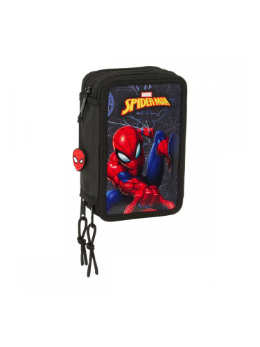 Ученически Комплект с Аксесоари Spider-Man Attack Черен 12,5 x 19,5 x 5,5 cm 37 Части