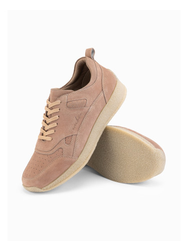 Ombre Men's lightweight suede sports style sneakers - beige