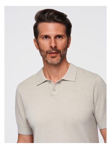 Ombre Men's cotton structured knit polo shirt - beige
