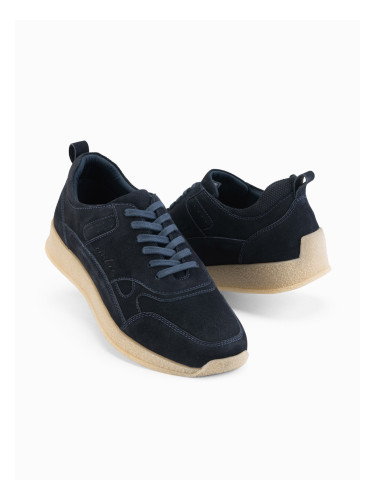 Ombre Men's lightweight suede sports style sneakers - navy blue