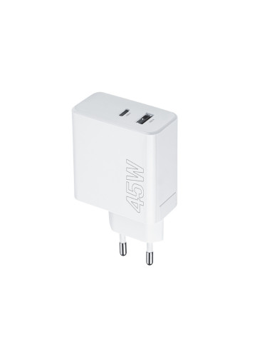 Зарядно устройство адаптер 45W 1x USB-C 1x USB, Maxlife MXTC-07-45AC PD QC,220V,  Бяло
