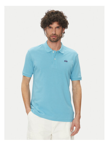 La Martina Тениска с яка и копчета Tex BPMP01 PK031 Светлосиньо Regular Fit