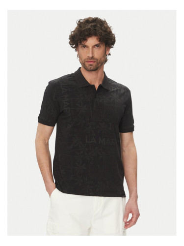 La Martina Тениска с яка и копчета Allen MAP010 JS402 Черен Regular Fit