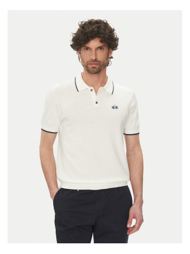 La Martina Тениска с яка и копчета Austin MAS001 YC041 Бял Regular Fit