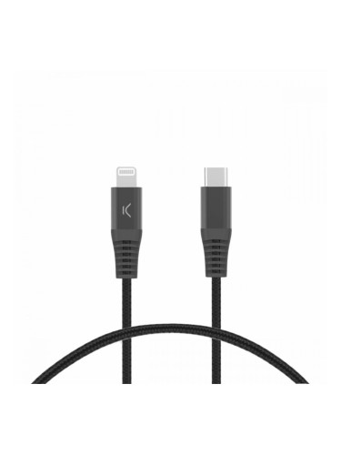 Кабел USB-C към Lightning KSIX Черен
