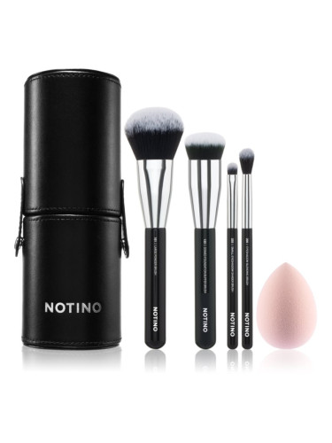 Notino Makeup Brushes Essential Professional Make-Up Brushes & Sponge Set комплкет четки с калъф 5 бр.
