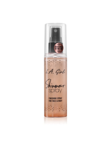 L.A. Girl Cosmetics Shimmer Spray фон дьо тен фиксатор за лице и тяло цвят Rose Gold 80 мл.