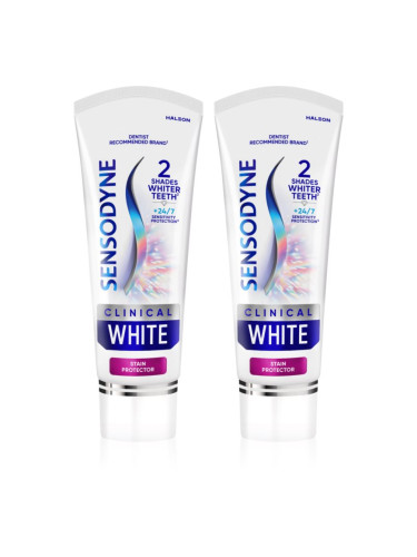 Sensodyne Clinical White Stain Protector избелваща паста за зъби 2x75 мл.