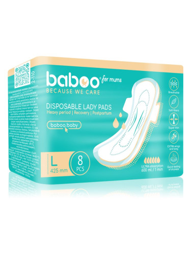 Baboo Postpartum Maternity Pads дамски превръзки за след раждане еднократни размер L 8 бр.