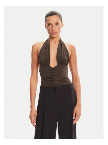 NORMA KAMALI Боди Mio KK424XPLG74823 Кафяв Slim Fit