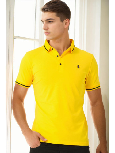 T9586 DEWBERRY MEN'S POLO NECK T-SHIRT-YELLOW