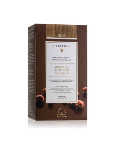 Korres Argan Oil перманентната боя за коса с арганово масло цвят 8.0 Light Blonde 50 мл.