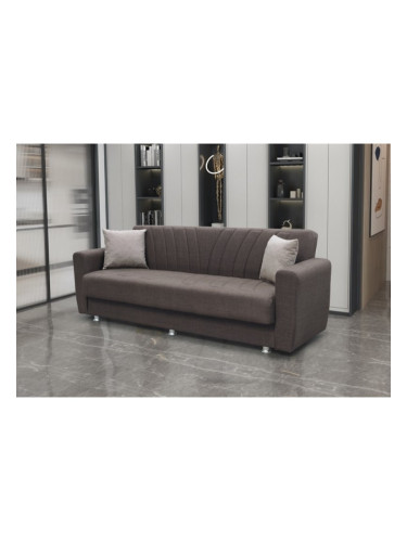 Диван 3-ка разтегателен с ракла ERNEST 2, Кафяво/бежово