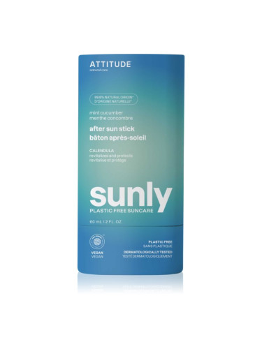 Attitude Sunly Plastic Free Suncare успокояващ крем след слънчеви бани Mint, Cucumber 60 гр.