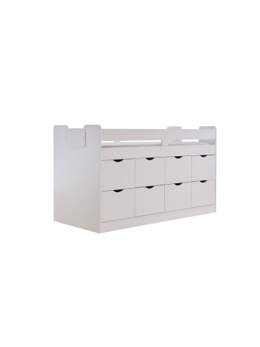 БЯЛО МНОГОФУНКЦИОНАЛНО ЛЕГЛО ФЛОРИ С 8 ЧЕКМЕДЖЕТА И СТЪЛБА 218/96/120 СМ ЗА МАТРАК 200/90/15 СМ