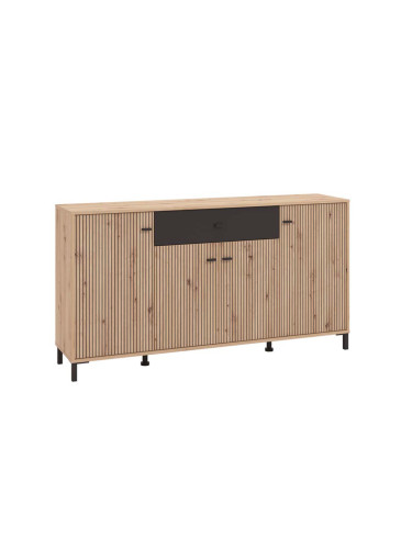 КОМОД АВИНЬОН С 4 ВРАТИ И 1 ЧЕКМЕДЖЕ В ДЪБ АРТИСАН И ЧЕРНО 170/40/90 СМ