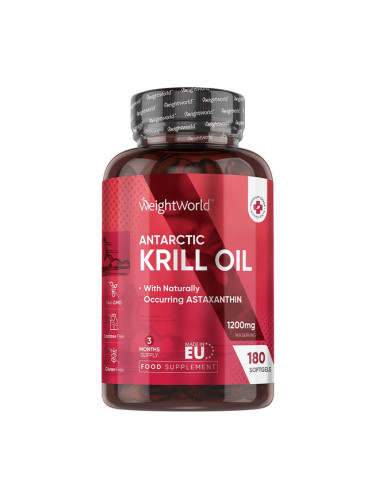 Грижа за сърцето, мозъка и зрението Масло от Антарктически крил (Krill oil) 600 mg х 180 софтгел кап