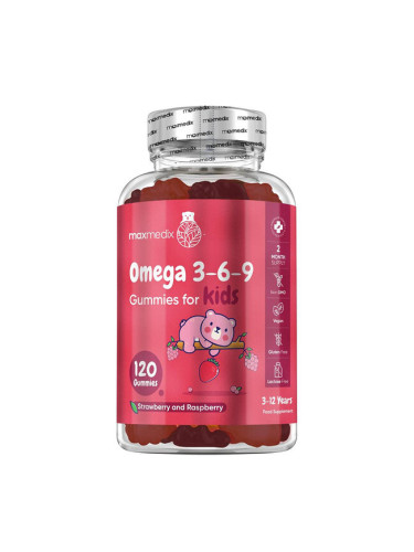 Омега 3-6-9 за Деца Гъми 120 желирани таблетки, с вкус на ягода и малина | WeightWorld