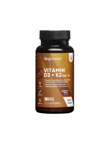 Витамин D3 4000 IU + K2 125 µg 240 таблетки | WeightWorld