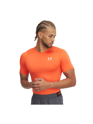 Тениска Under Armour HG Armour Comp SS Tee Fire/ White XXL