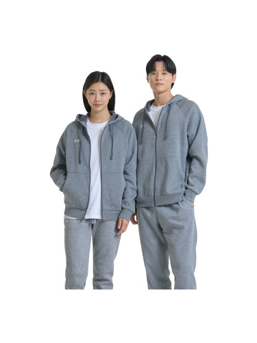 Суитшърт Under Armour Rival Fleece FZ Hoodie Castlerock Light Heather/ White L